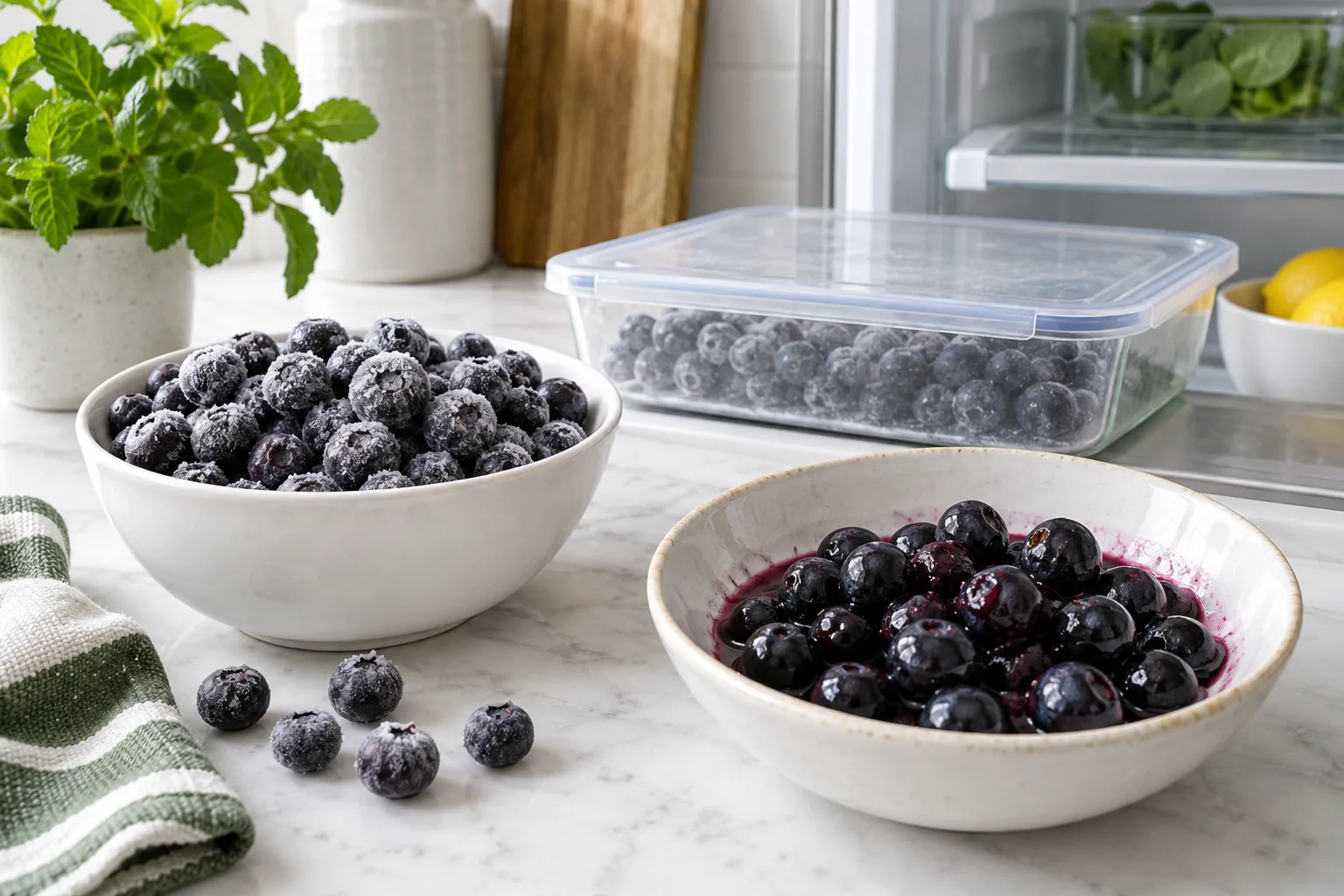How to Defrost Frozen Blueberries Without Losing Too Much Texture - original editorial illustration.