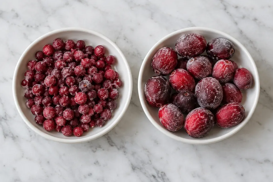 Lingonberry cranberry size comparison
